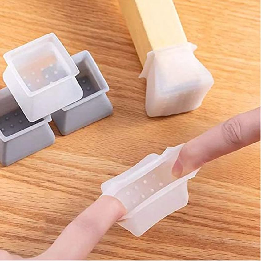 Kit 4 Protetores De Pé De Cadeira Poltrona Sofá De Silicone Anti Risco E Ruído - Quadrado - imagem 3