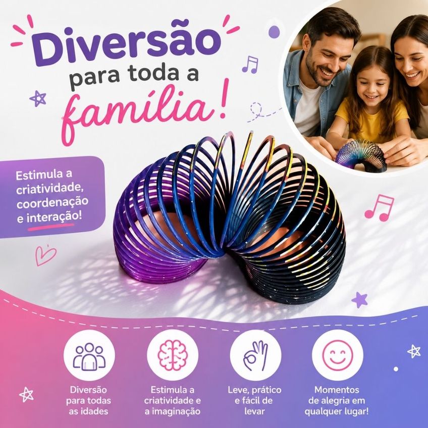 Mola Maluca Colorida Brinquedo Clássico Espiral Para Diversão Infantil - imagem 2