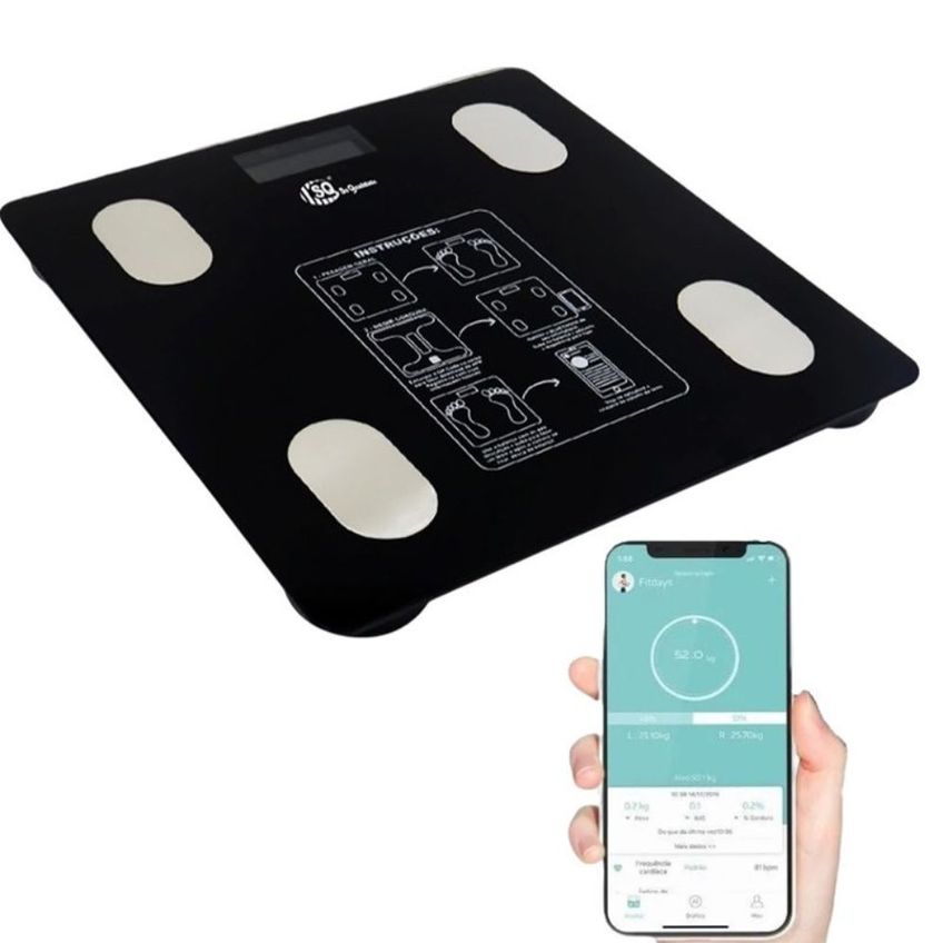 Balança De Bioimpedância Com Bluetooth E Aplicativo Inteligente Para Medir Gordura Peso E Massa Muscular - imagem 2