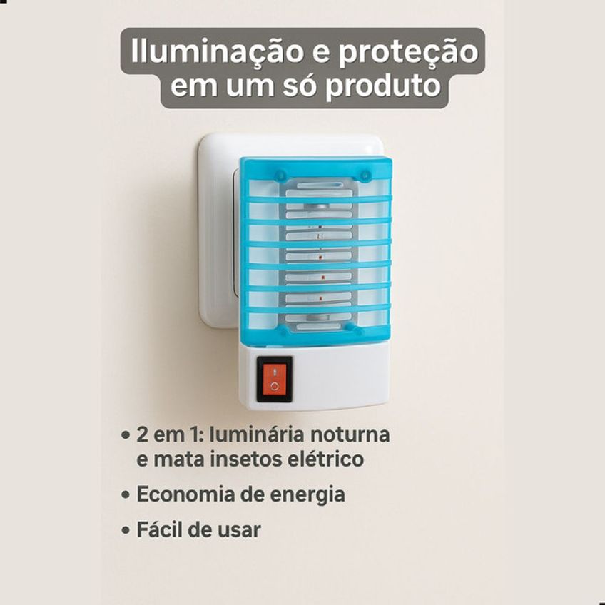 Luminária Abajur Noturno Elétrica Bivolt Armadilha Mata Mosquito E Insetos - imagem 3