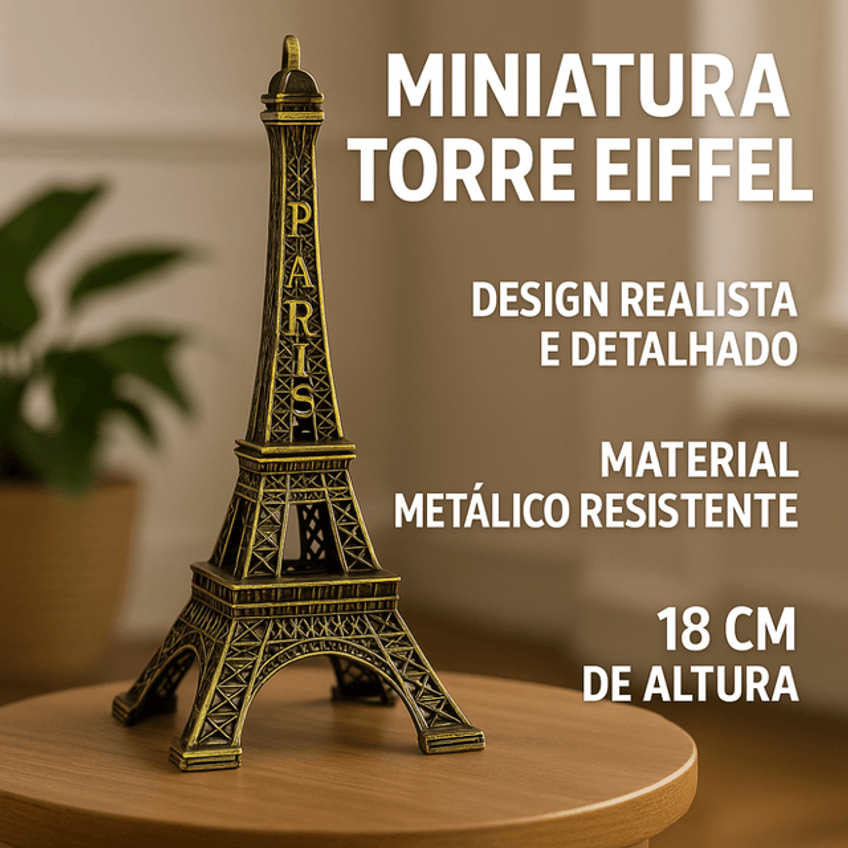 Enfeite Miniatura Torre Eiffel Paris Em Metal 18cm Para Decoração - imagem 3