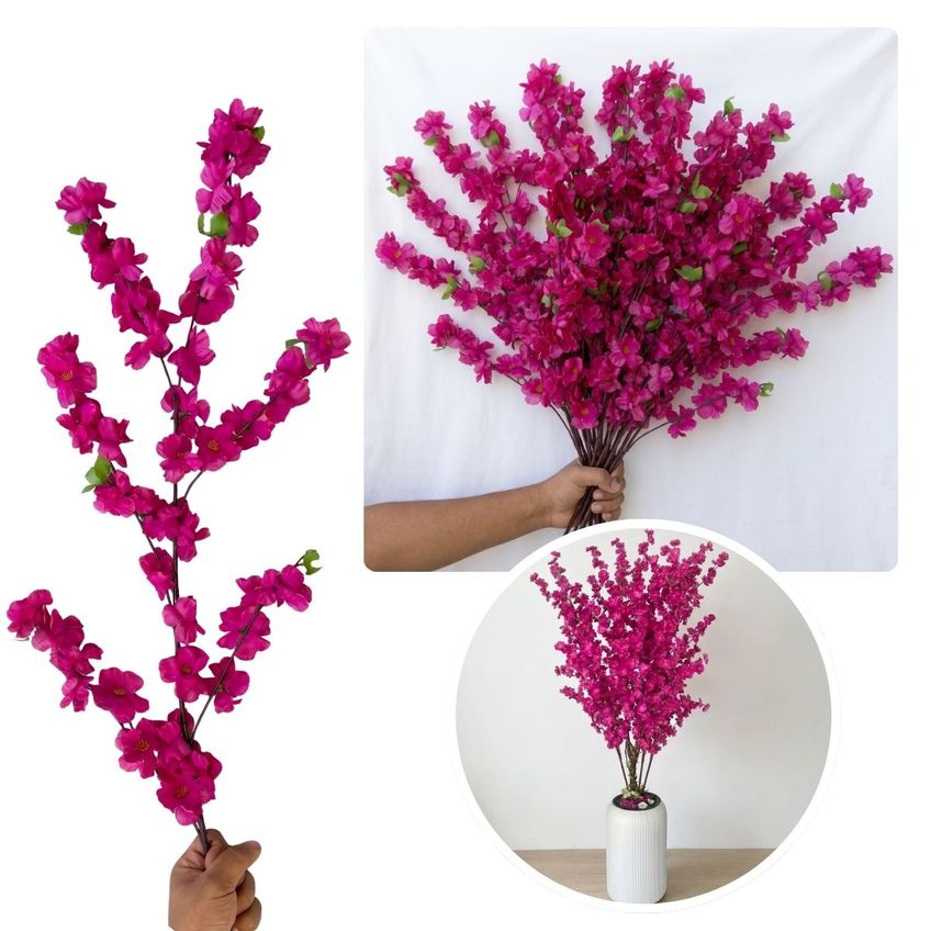 Haste Cerejeira Artificial 125cm Flor Realista Para Arranjos E Decoração - imagem 3
