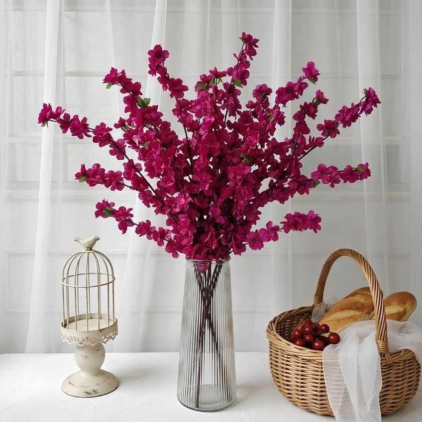 Haste Cerejeira Artificial 125cm Flor Realista Para Arranjos E Decoração - imagem 5