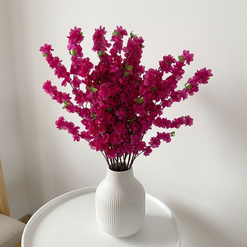 Kit 4 Galhos De Cerejeira Artificial 125cm Flores Realistas Decorativas - imagem 5