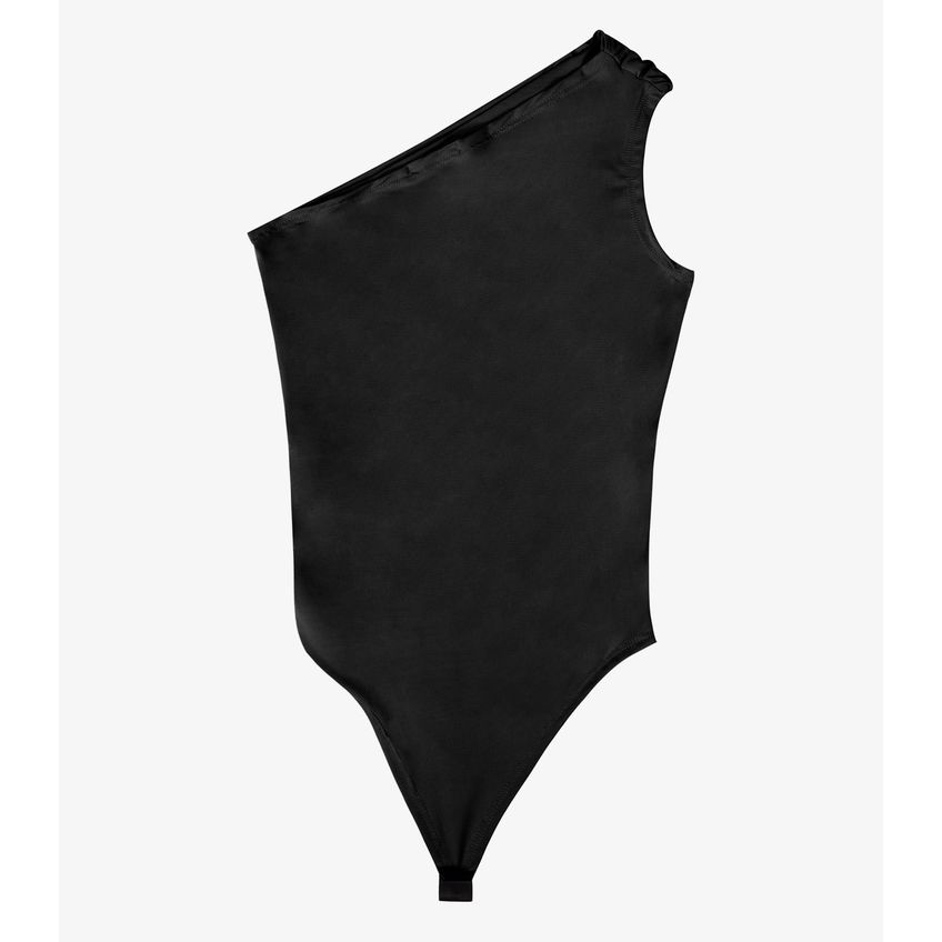 Body Feminino Ombro Único Franzido Atendência Preto G - imagem 5