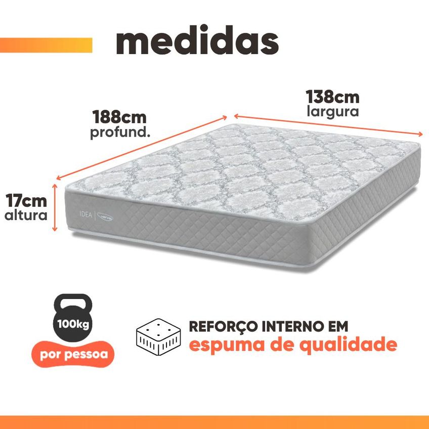 Colchão Casal Double Face 100% D33 Edén 138x188x17cm Herval - Suporta Até 100kg Por Pessoa - imagem 3