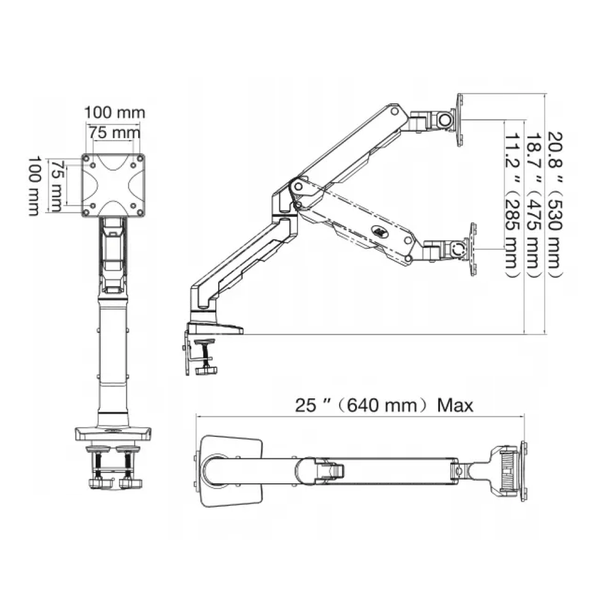 Suporte Articulado Para Monitor 27 A 45 Pistão A Gás G60 North Bayou - imagem 5