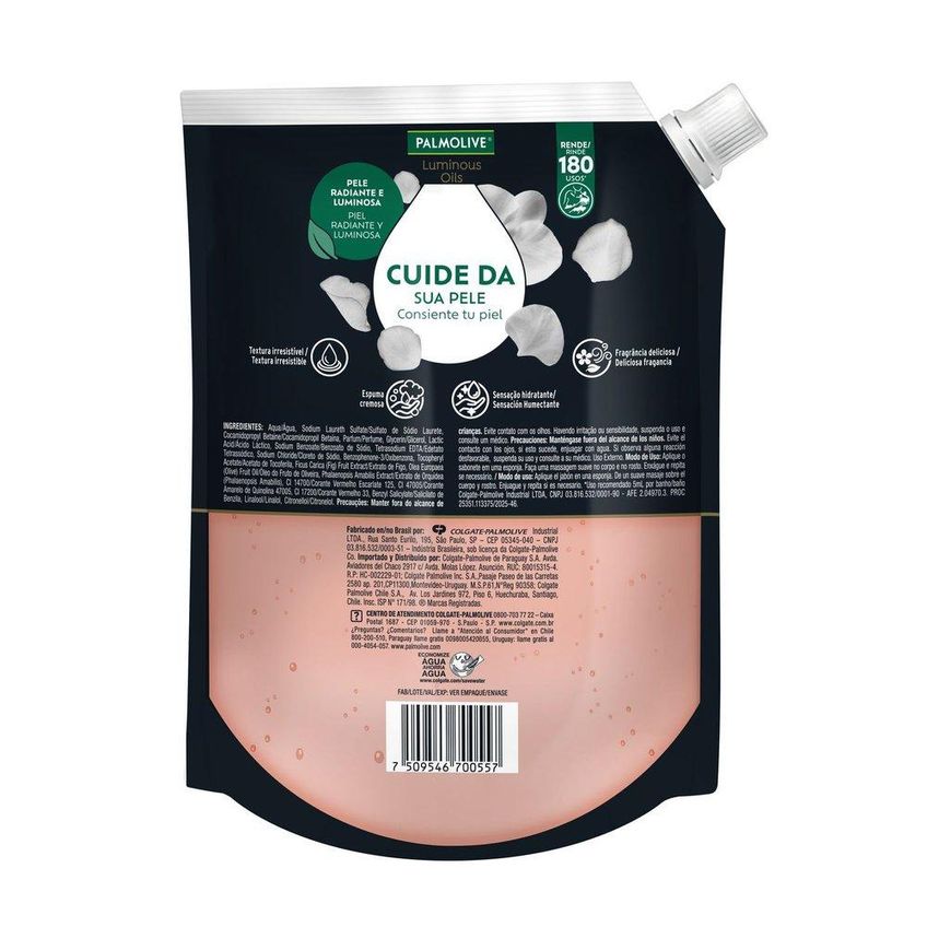Sabonete Líquido Palmolive Luminous Oils Figo E Orquídeas Brancas Sensação Refrescante 900ml Embalagem Econômica Refil - imagem 3