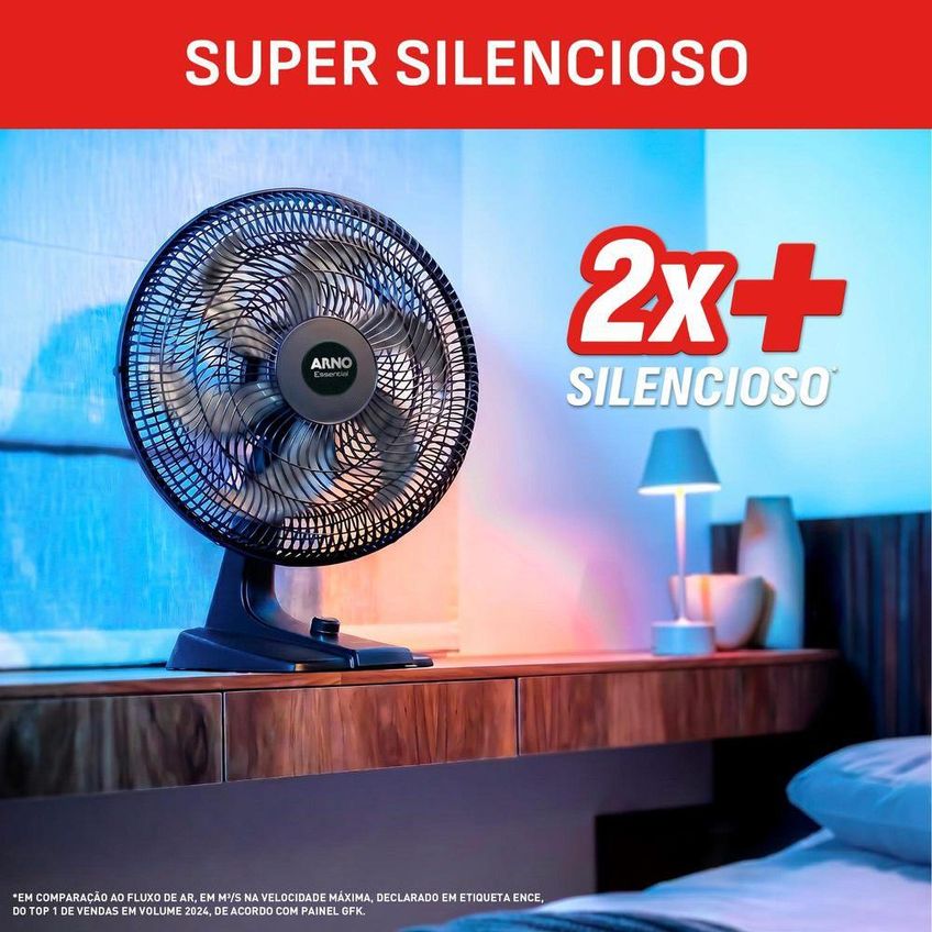 Ventilador De Mesa Arno 40cm Vd2e Essencial Preto E Cinza 127v - imagem 3