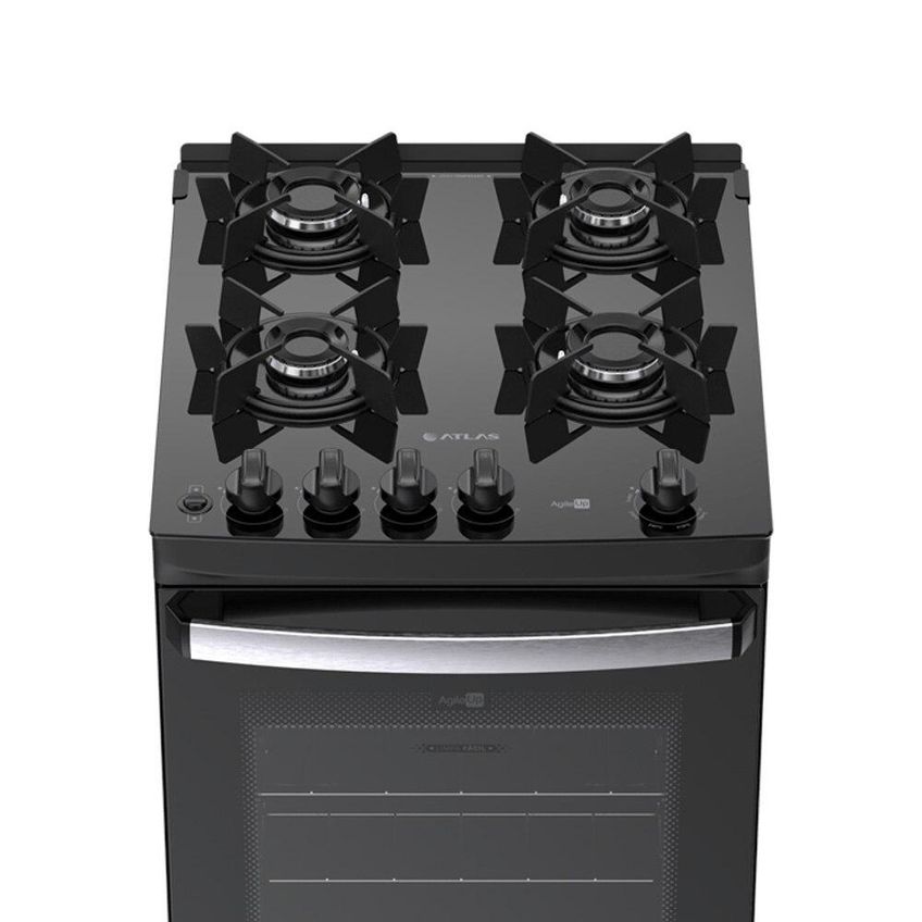 Fogão 4 Bocas Atlas Agile Up Com Mesa De Vidro Preto - imagem 4