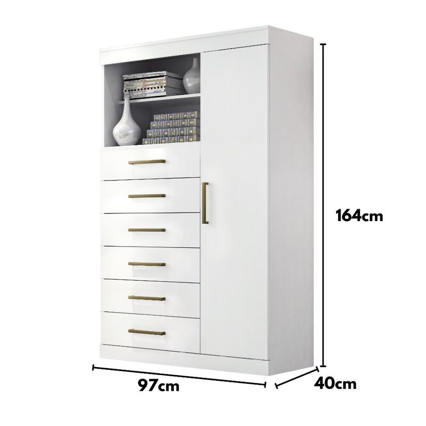 Comoda Maraja 6 Gav 1 Porta C/ Nicho Branco - imagem 3