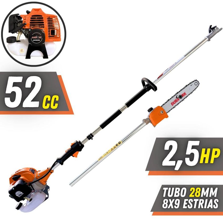 Motopodador À Gasolina Duratork Dpg520l 52cc 2,5hp 10500rpm Para Corte De Galhos Com Sabre 12 E Alcance De Corte Até 5m Com Kit Epi + Óleo Toyama - imagem 2
