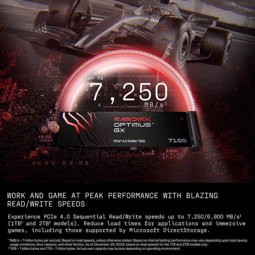 SSD Sandisk Optimus GX 7100 500GB PCIe Gen 4 M.2 2280 - imagem 2