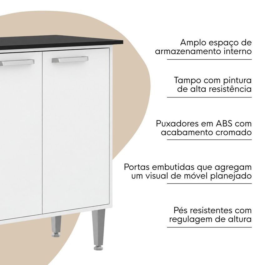 Conjunto Banheiro Com Balcão E Armário Aéreo 4 Portas 70cm Multimóveis MP5536 Branco - imagem 3