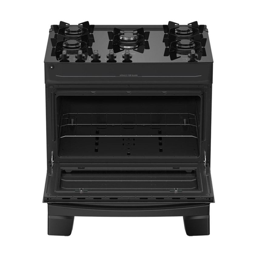 Fogão 5 Bocas Atlas Mônaco Top Glass Com Mesa De Vidro Preto - imagem 3