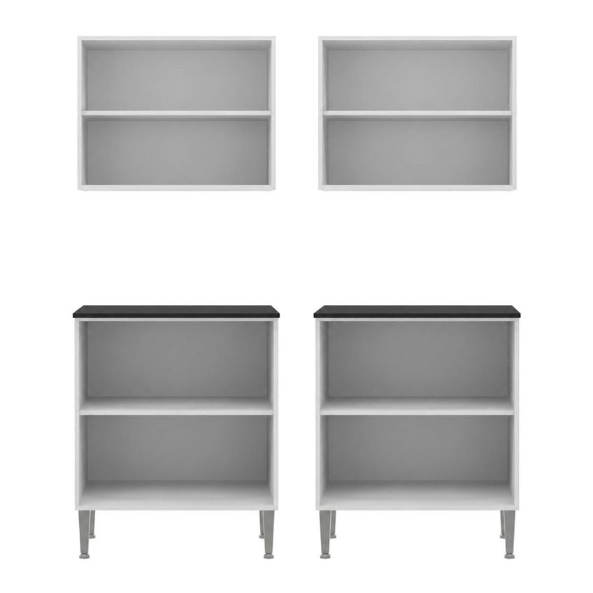 Kit Despensa Armário De Cozinha Aéreo Com Balcão 8 Portas 140cm Multimóveis Mp5537 Branco - imagem 5