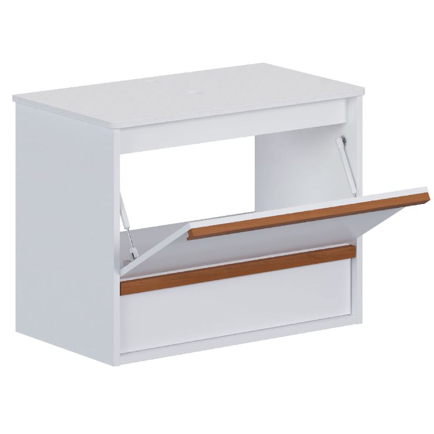 Armário Para Banheiro Em Madeira 80cm Amarilis Branco Com Tampo K2439 Cozimax Cozimax - imagem 2