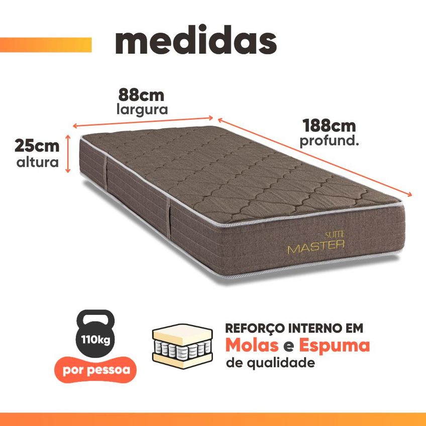 Colchão Solteiro Double Face Master Hotelaria 88x188x25cm Herval - Suporta Até 110kg - imagem 3
