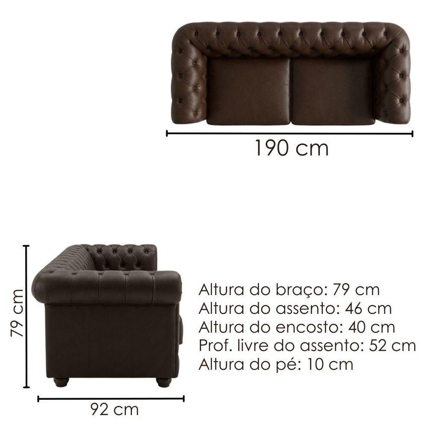 SOFÁ 2 LUGARES CAPITONE ACORDE 190 CM PÉS MDF COURINO TCS 721 MOLL - imagem 3