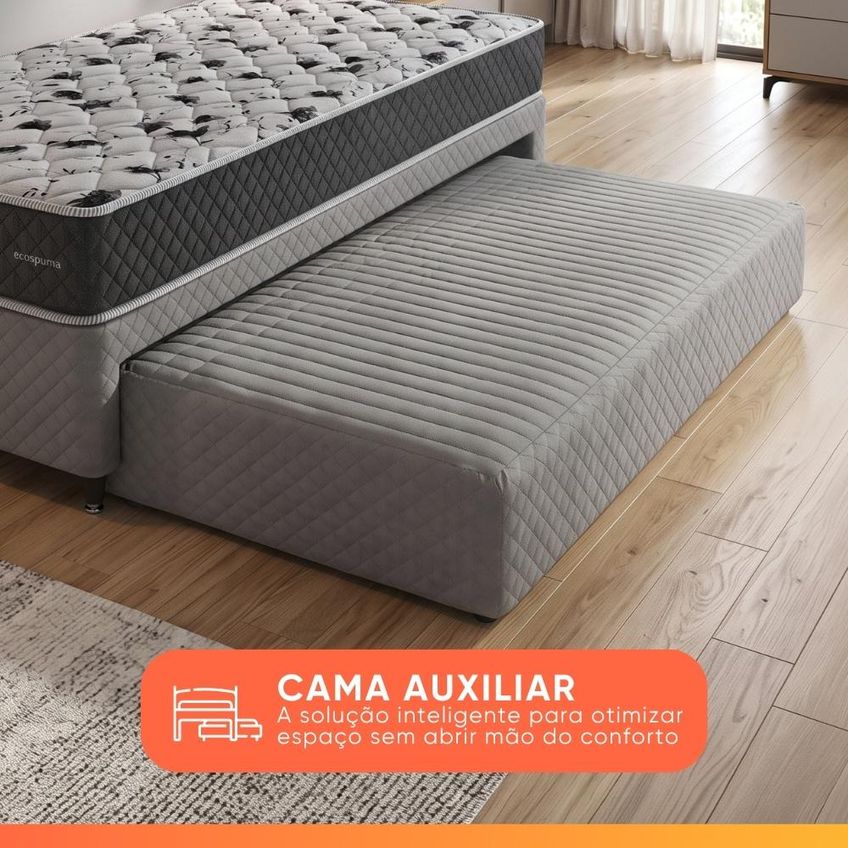 Bicama Box Solteiro Com Auxiliar E Colchão Ag65 Double Face Belga 88x188x52cm Herval - imagem 3