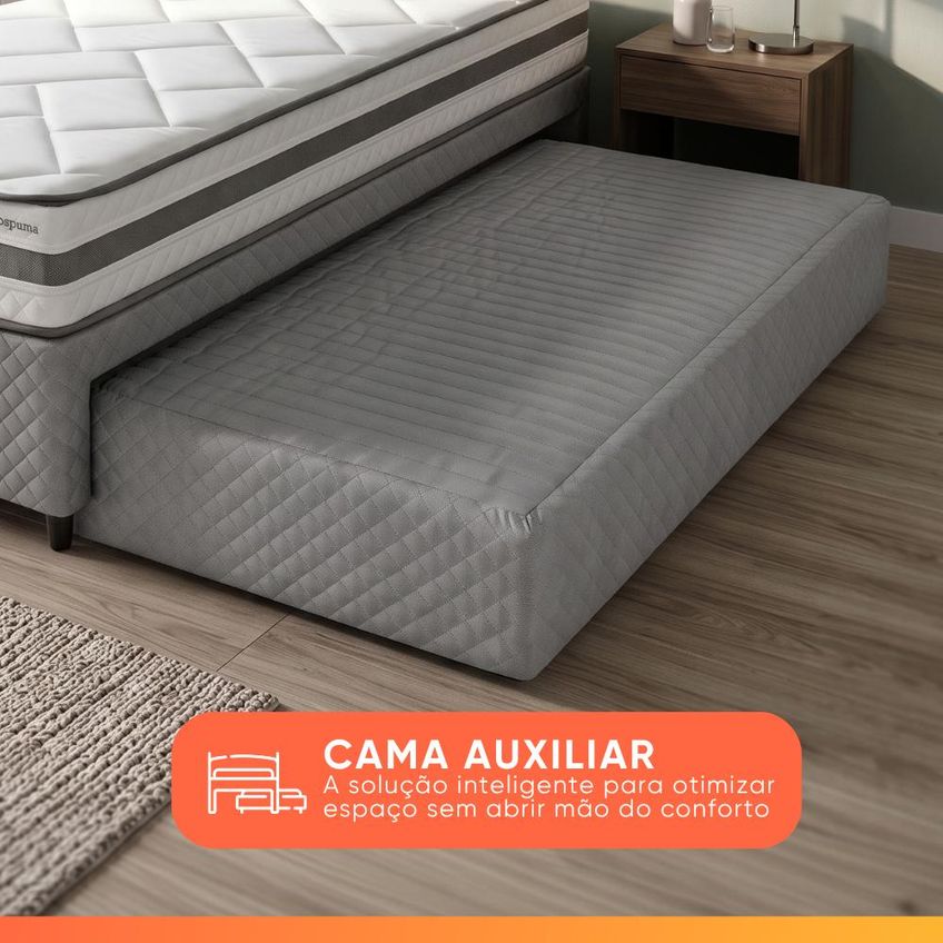 Bicama Box Solteiro King Com Auxiliar E Colchão Molas Ensacadas Prisma 96x203x55cm Herval - imagem 3