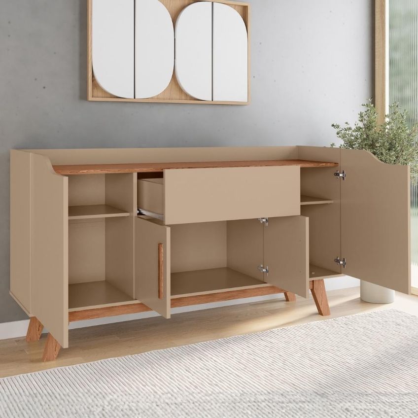 Balcão Buffet 4 Portas Future 136 Cm Fendi Freijó Bechara - imagem 4