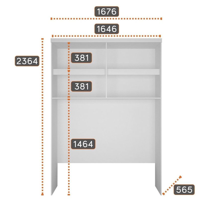 Módulo De Guarda Roupa Aéreo Cabeceira Casal 167,6cm 100% Mdf Cairo Neve - imagem 3