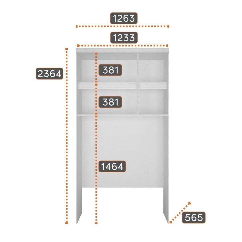 Módulo De Guarda Roupa Aéreo Cabeceira Solteiro 126,3cm 100% Mdf Cairo Neve - imagem 3