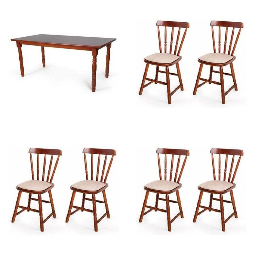 Conjunto 1 Mesa Com 6 Cadeiras Imbuia - imagem 2