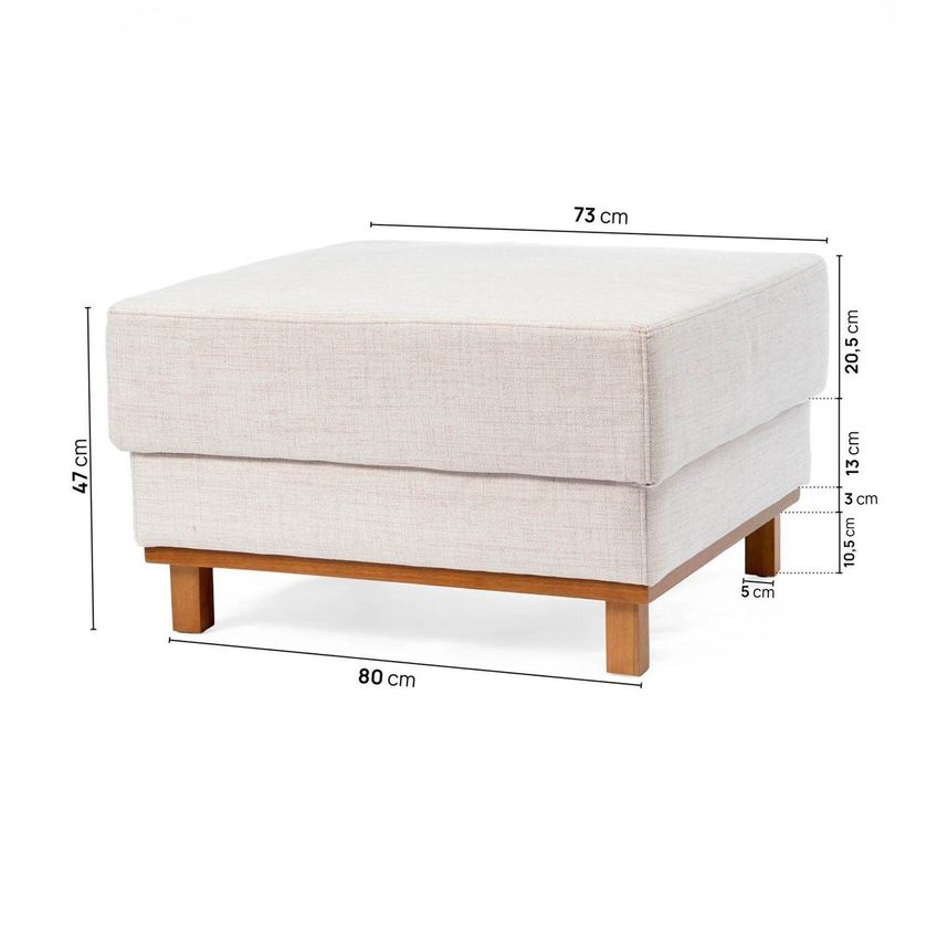 Puff 80cm Linho Ananda Cabecasa Madeira Originals Bege/Creme Bege - imagem 3