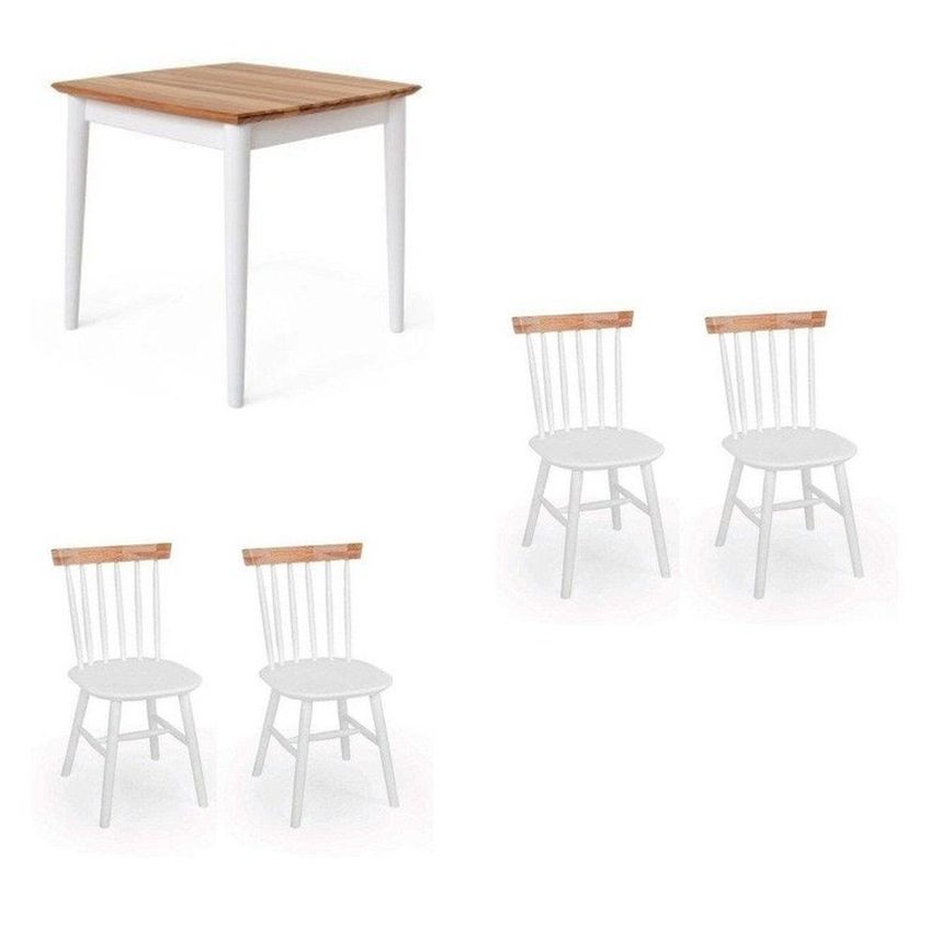 Conjunto Mesa Quadrada C/4 Cadeiras Branco/Natural - imagem 2