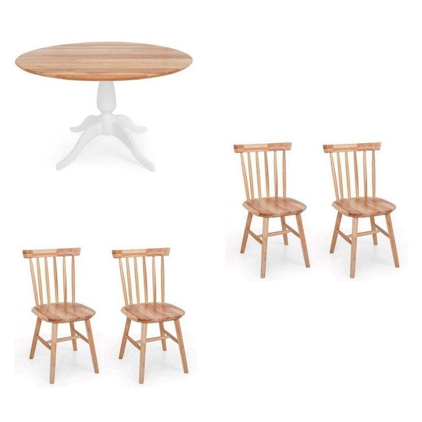 Conjunto Mesa Pé Central Redonda C/4 Cadeiras Branco/Natural - imagem 2