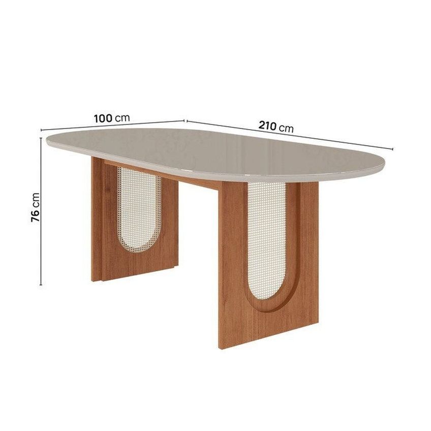 Conjunto Jantar 1 Mesa Oval Tali 210cm E 8 Cadeiras Ema Cabecasa Madeiraoriginals Offwhite/marrom Offwhite/prata/carvalho - imagem 4