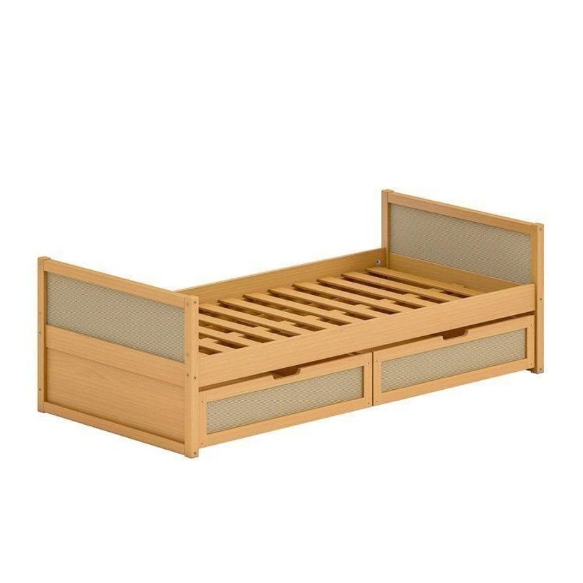 Cama Solteiro Madeira Maciça Com Gavetas Magna Kids Casatema Madeiraoriginals Marrom/natural Natural - imagem 2