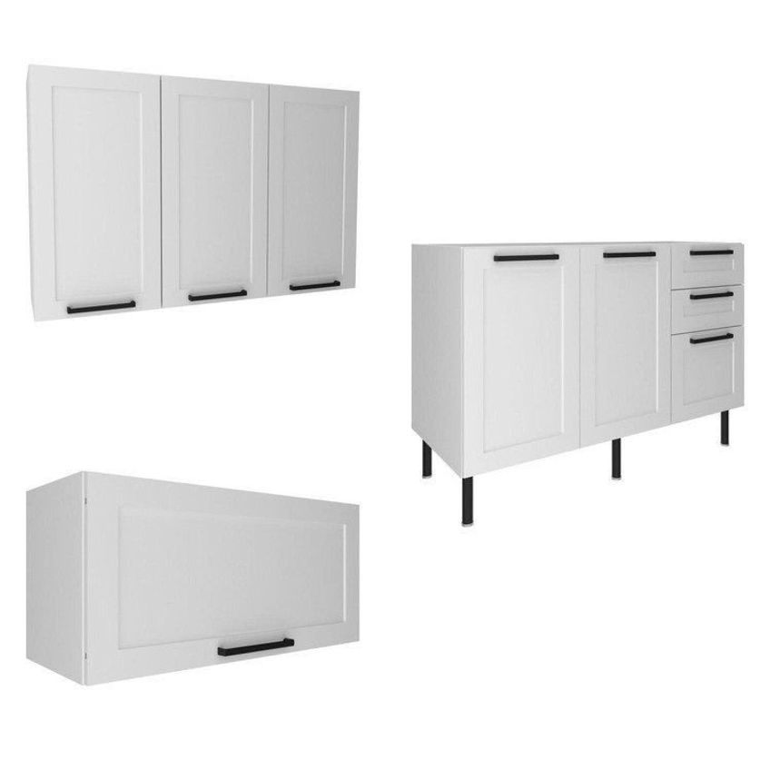 Cozinha Compacta Modulada Americana 3 Peças Sem Tampo MDF Grazi Branco Branco - imagem 2