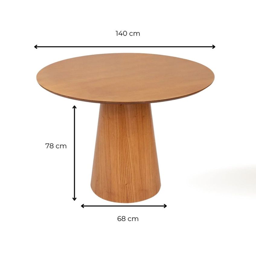 Mesa De Jantar Redonda Austrália Madeira Nozes 1.40m Nozes - imagem 3