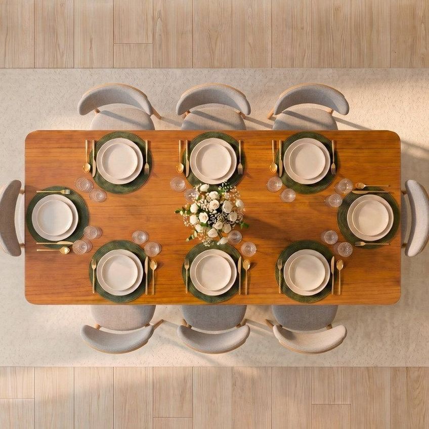 Conjunto Jantar Mesa Tali 210cm E 8 Cadeiras Ema Cabecasa Madeiraoriginals Cinamomo/prata/imbuia Cinamomo/prata/carvalho - imagem 2