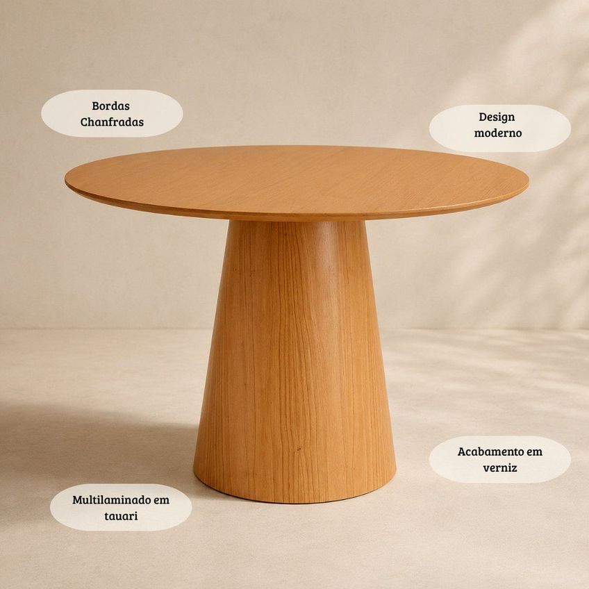 Mesa De Jantar Redonda Austrália Madeira Nozes 1.40m Nozes - imagem 5