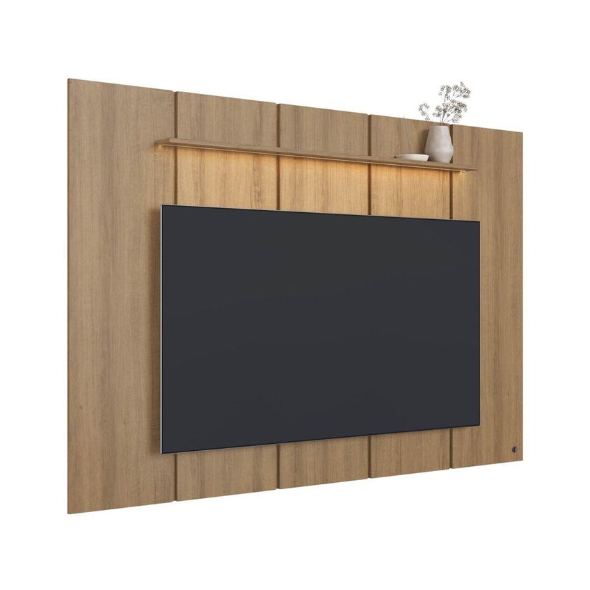 Painel Para TV Até 75 Polegadas 200x136cm Com LED Horizonte Cabecasa Madeiraoriginals Marrom/Freijó - imagem 4