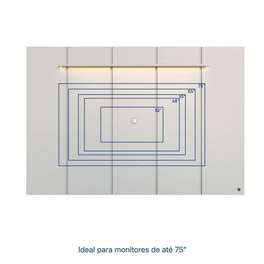 Painel Para TV Até 75 Polegadas 200x136cm Com LED Horizonte Cabecasa Madeiraoriginals Off White Offwhite - imagem 5