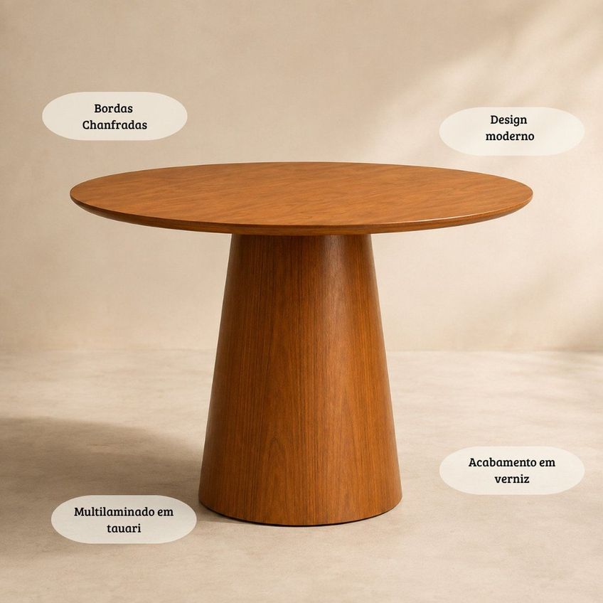 Mesa De Jantar Redonda Austrália Madeira Nozes 1.20m Pinhão - imagem 5