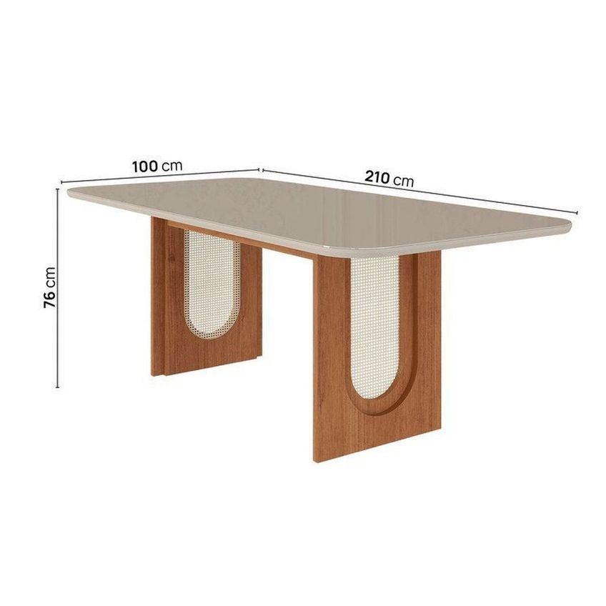 Conjunto Jantar Mesa Tali 210cm E 8 Cadeiras Ema Cabecasa Madeiraoriginals Offwhite/prata/carvalho Offwhite/prata/carvalho - imagem 4