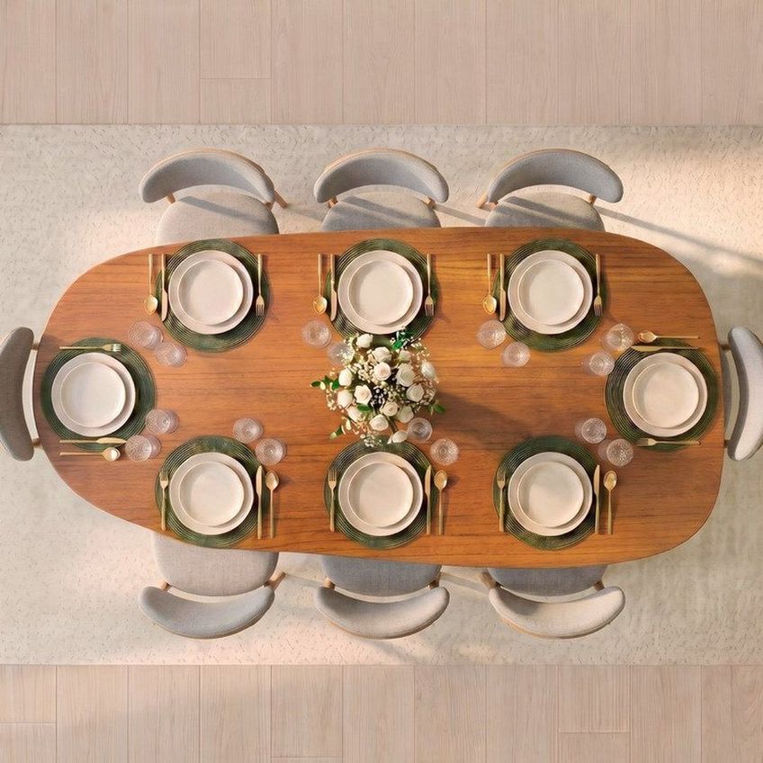 Conjunto De Jantar Com Mesa Orgânica Tali 210cm E 8 Cadeiras Ema Cabecasa Madeiraoriginals Marrom Cinamomo/prata/carvalho - imagem 2