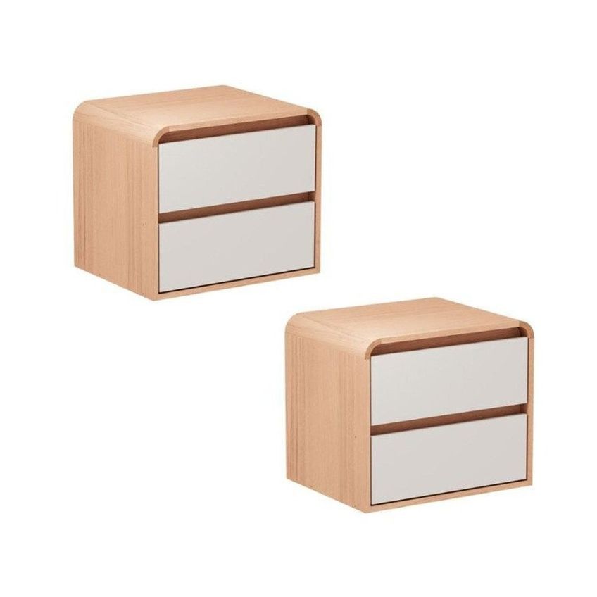 Conjunto Com 2 Mesas De Cabeceira Aurora 100% Mdf Carvalho/Off White - imagem 2