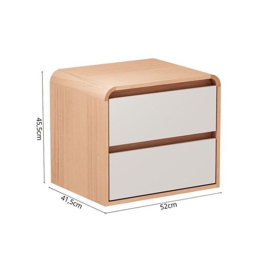 Conjunto Com 2 Mesas De Cabeceira Aurora 100% Mdf Carvalho/Off White - imagem 3