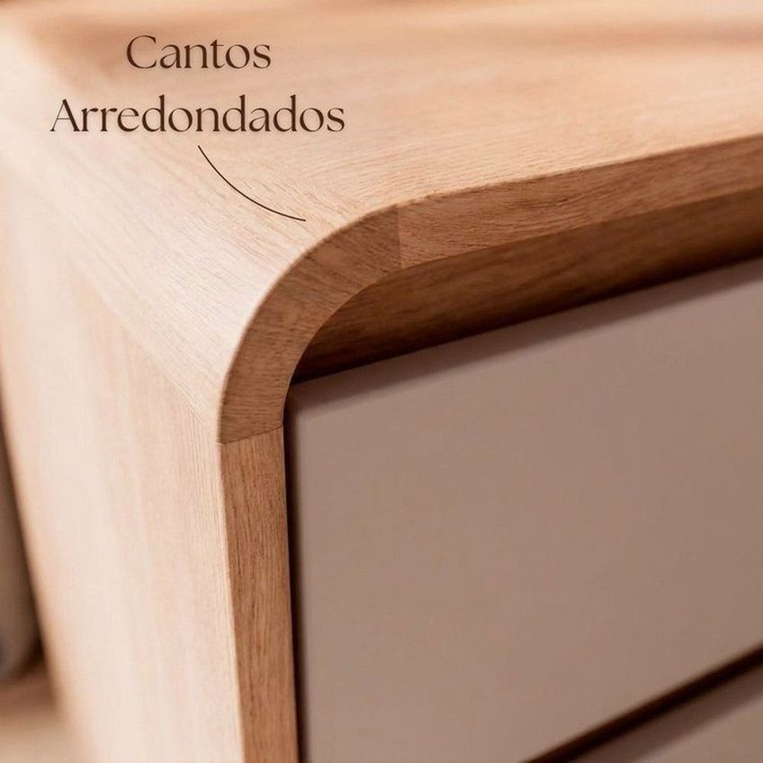 Conjunto Com 2 Mesas De Cabeceira Aurora 100% Mdf Carvalho/Off White - imagem 5