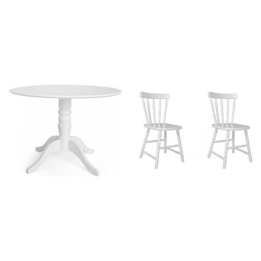 Conjunto Mesa Redonda Pé Central C/2 Cadeiras Branco - imagem 2