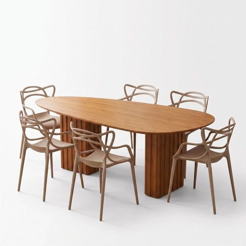 Conjunto Sala De Jantar 6 Lugares Orgânico MDF Allegra Freijó/Bege - imagem 2