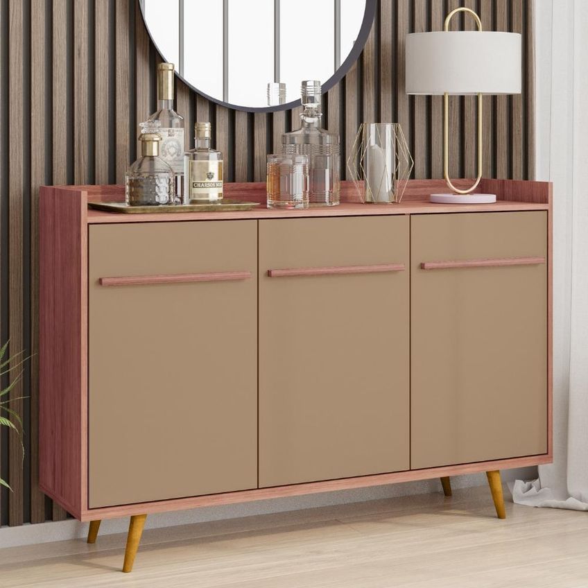 Balcão Buffet 3 Portas Quartzo 135 Cm Fendi Freijó Bechara - imagem 2
