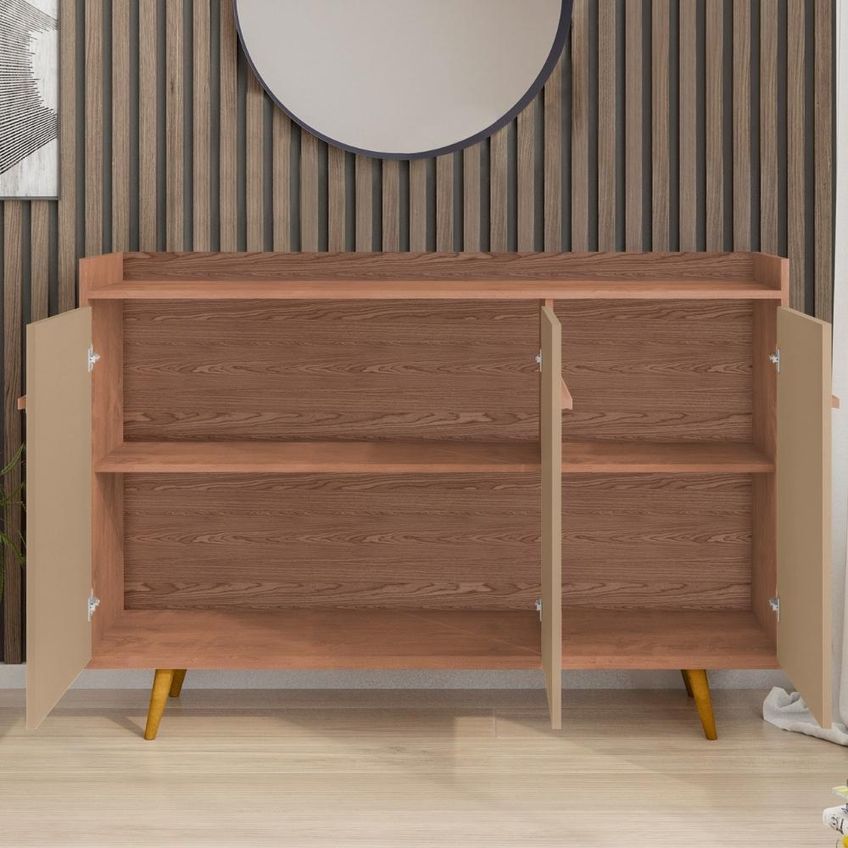 Balcão Buffet 3 Portas Quartzo 135 Cm Fendi Freijó Bechara - imagem 4
